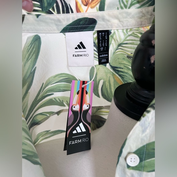 Farm Rio x Adidas Tropical Breeze Cream White Shirt Size Small Boho Floral - Picture 9 of 11
